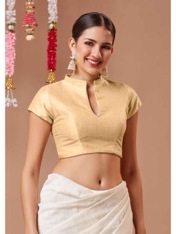 SALWAR STUDIO - Silk Mandarian Neck Readymade Half Sleeves Padded Blouse