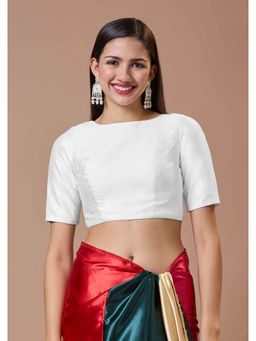 SALWAR STUDIO - Silk Round Neck Readymade Padded Blouse