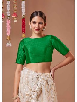 SALWAR STUDIO - Silk Round Neck Readymade Padded Blouse