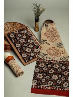 KISHORI - Bagru Kalamkari Hand Block Print Cotton Unstitched Salwar Suit Dress Material 3 Piece Set
