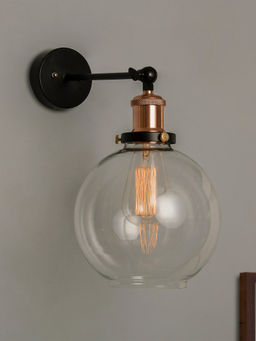 Homesake - Glass Globe Wall Lamp Rose Gold Loft Swing Light