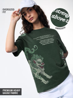The Souled Store - Tibetan Tales Snow Lion Women Oversized T-Shirt