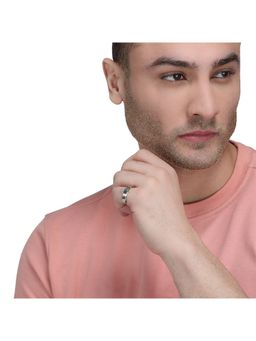 Yellow Chimes - Rhodium-Plated Silver-Toned Stainless Steel Band Style Finger Ring