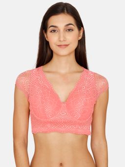 Zivame - Disco Padded Wired 3-4Th Coverage Lace Bra - Tea Rose