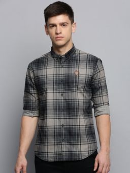 SHOWOFFFF - Mens Spread Collar Checked Grey Classic Shirt