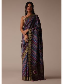 KALKI FASHION - Plum Purple Saree with Unstitched Blouse Zari Work