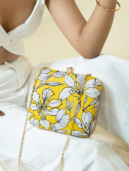 Joker and Witch - Joker & Witch Citrus Dreams Yellow and White Printed Clutches