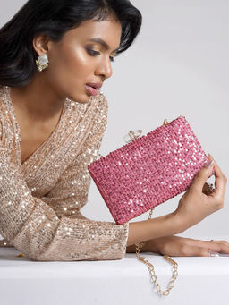 Joker and Witch - Joker & Witch Arien Pink Sequin Clutch
