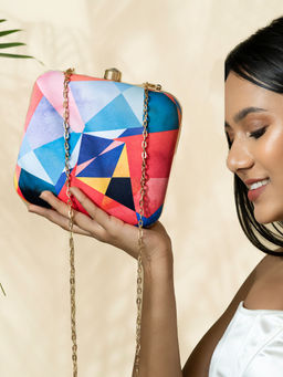 Joker and Witch - Joker & Witch Berry Curacao Multicolour Printed Clutch