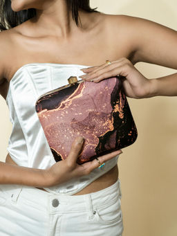 Joker and Witch - Joker & Witch Kahlua Stardust Pink and Purple Printed Clutch