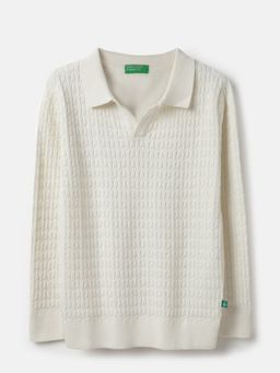United Colors of Benetton - Regular Fit Johny Collar Textured Sweater