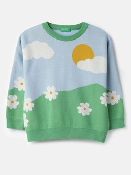 United Colors of Benetton - Regular Fit Round Neck Printed Sweater
