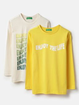 United Colors of Benetton - Regular Fit Round Neck T-shirts - Multi-Color (Pack of 2)