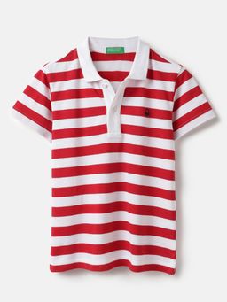 United Colors of Benetton - Regular Fit Striped Polo T-shirt - Red