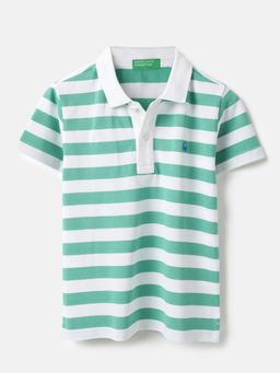 United Colors of Benetton - Regular Fit Striped Polo T-shirt - Green