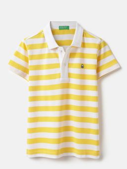 United Colors of Benetton - Regular Fit Striped Polo T-shirt - Yellow