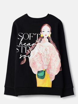 United Colors of Benetton - Regular Fit Girl Back Print Simplicity Sweatshirt - Black