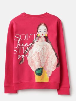 United Colors of Benetton - Regular Fit Round Neck Girl Back Print Sweatshirt - Pink
