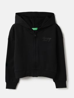 United Colors of Benetton - Cropped Fit Solid Hoodie - Black
