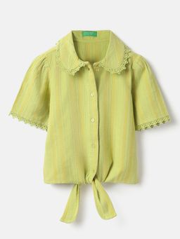 United Colors of Benetton - Regular Fit Textured Knotted Shirt - Green