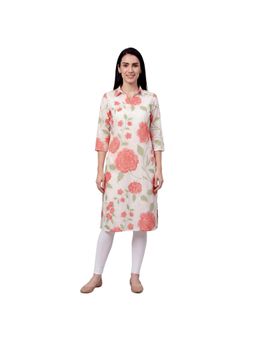 R&B - Peach Women Shirt Collar Kurta