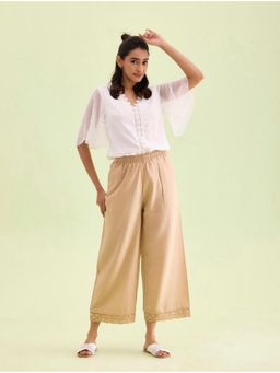 Bcz Style - Women Gold Rayon Plain Elastic Palazzo