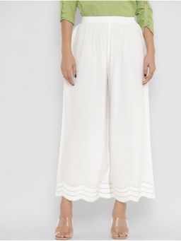 Bcz Style - Women White Rayon Plain Elastic Palazzo
