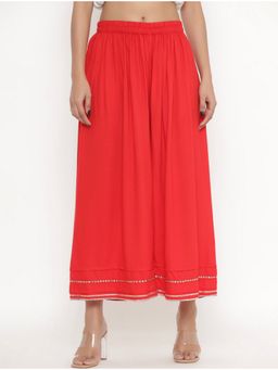 Bcz Style - Women Red Rayon Plain Elastic Palazzo