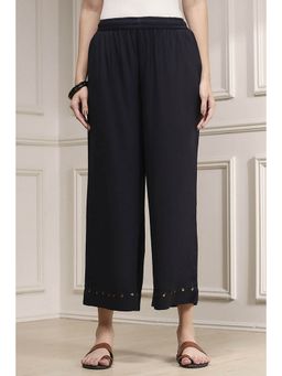Bcz Style - Women Black Rayon Plain Elastic Palazzo