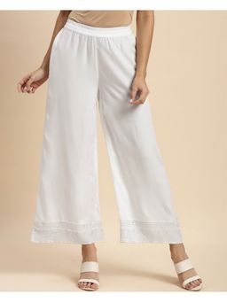Bcz Style - Women White Rayon Plain Elastic Palazzo