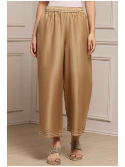 Bcz Style - Women Gold Rayon Plain Elastic Palazzo
