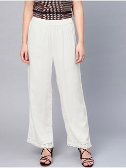 Bcz Style - Women White Rayon Plain Elastic Palazzo