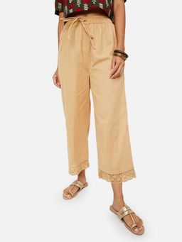 Bcz Style - Women Gold Rayon Plain Drawstring Palazzo