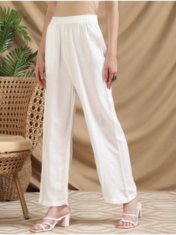 Bcz Style - Women White Rayon Plain Elastic Palazzo