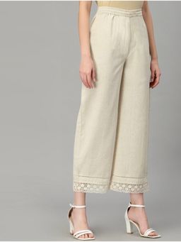 Bcz Style - Women Cream Cotton Plain Elastic Palazzo