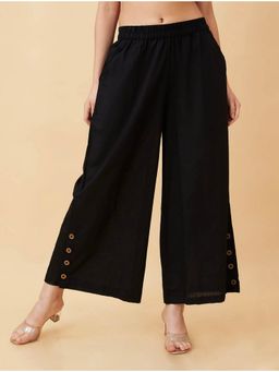 Bcz Style - Women Black Rayon Plain Elastic Palazzo