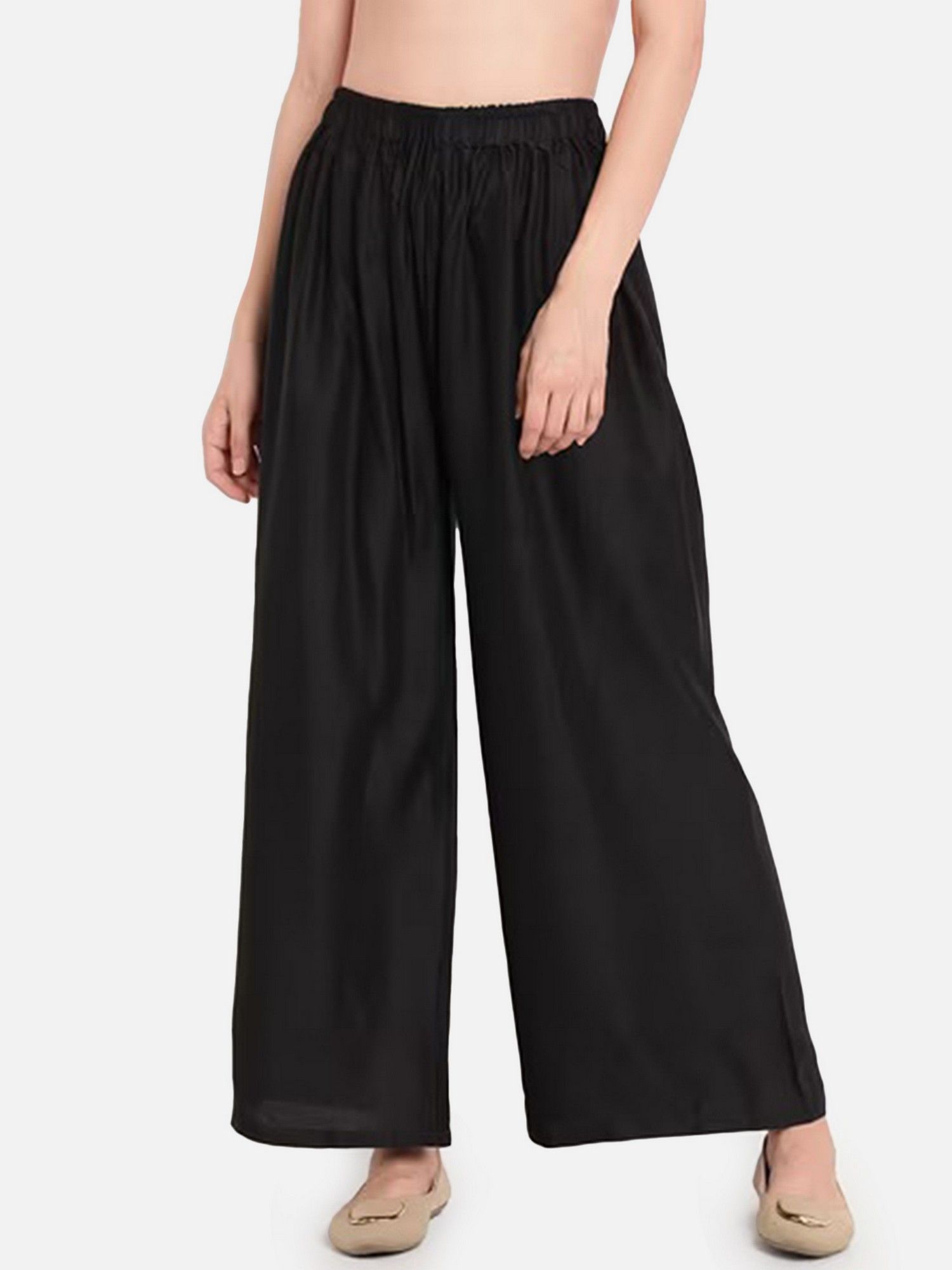 bcz style Women Black Rayon Plain Elastic Palazzo-picture-44