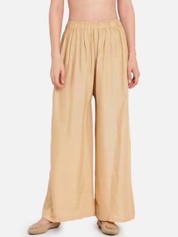 Bcz Style - Women Gold Rayon Plain Elastic Palazzo