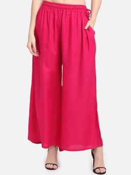Bcz Style - Women Magenta Rayon Plain Drawstring Palazzo