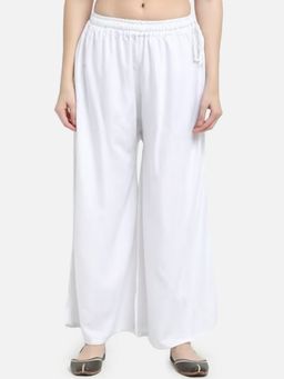 Bcz Style - Women White Rayon Plain Drawstring Palazzo