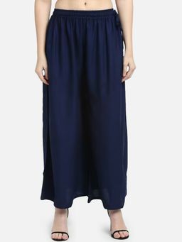 Bcz Style - Women Navy Blue Rayon Plain Drawstring Palazzo