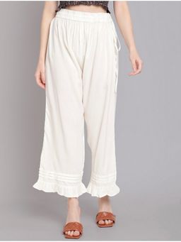 Bcz Style - Women White Rayon Plain Drawstring Palazzo