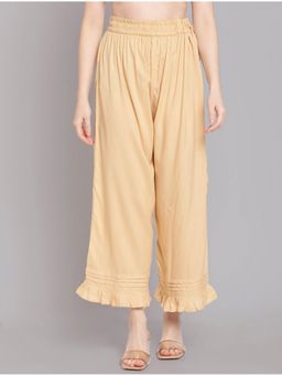 Bcz Style - Women Gold Rayon Plain Drawstring Palazzo