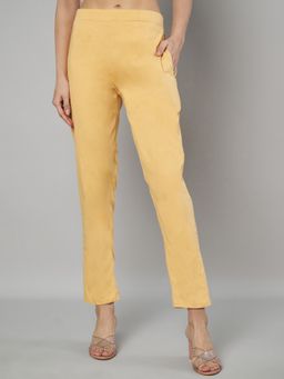Bcz Style - Women Gold Lycra Plain Pant
