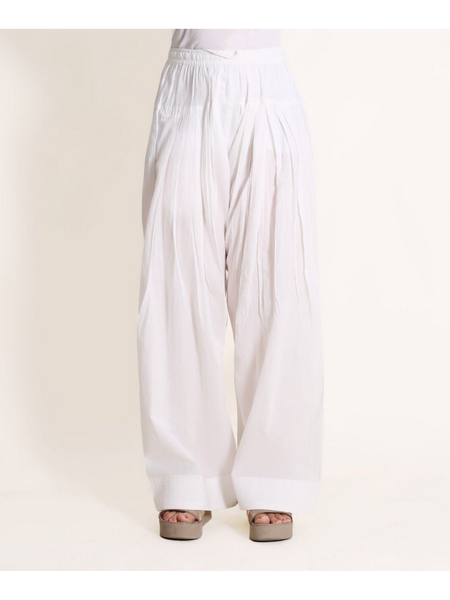 missprint Women Cotton Solid White Farshi Salwar-picture-26