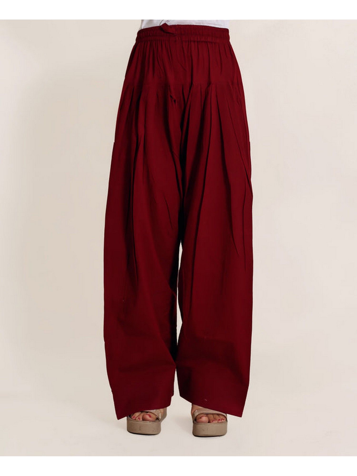 missprint Women Cotton Solid Maroon Farshi Salwar-picture-41
