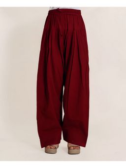 Missprint - Women Cotton Solid Maroon Farshi Salwar