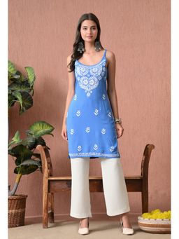 SYRISH - Blue Hand Embroidered Chikankari Kurti