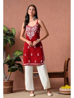 SYRISH - Maroon Hand Embroidered Chikankari Kurti