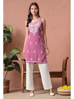 SYRISH - Pink Hand Embroidered Chikankari Kurti